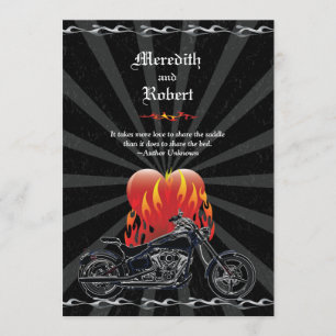 Flaming Love Biker Wedding Invitation