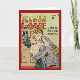 "Flaming Love" Vintage Comic Cover Card