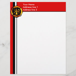 Flaming Maltese Cross Letterhead - Red