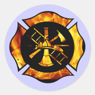 Flaming Maltese Cross New - Sticker