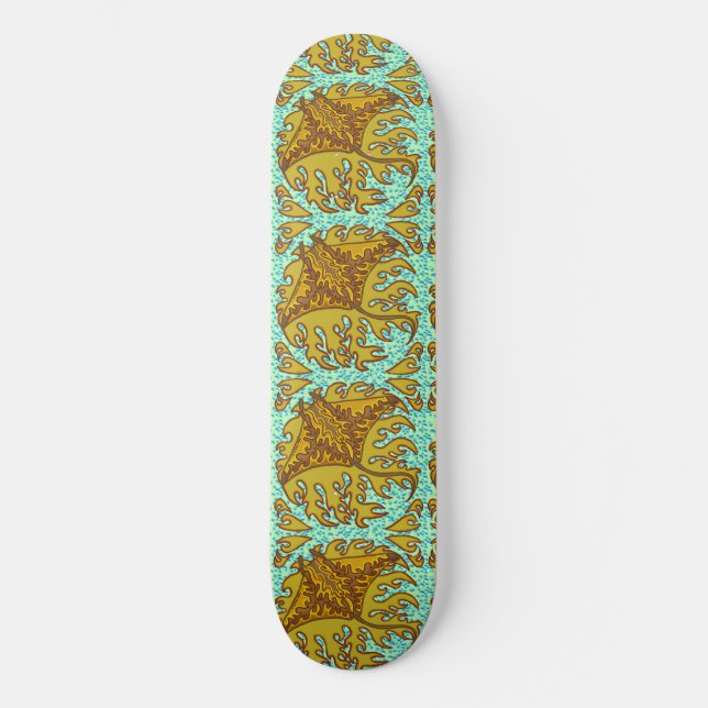 Flaming Manta Ray Skateboard (Front)