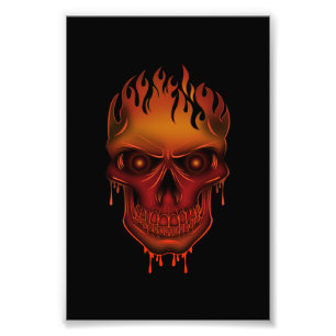 Flaming Melting Skull Gothic Dark Fantasy Photo Print