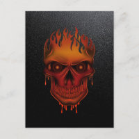 Flaming Melting Skull on Black Glitter Gothic