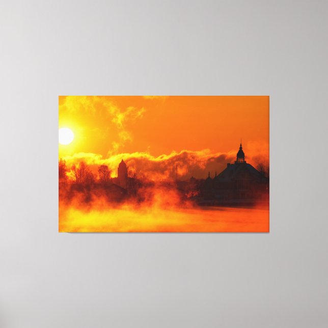 Flaming morning sunrise in Helsinki canvas art (Front)