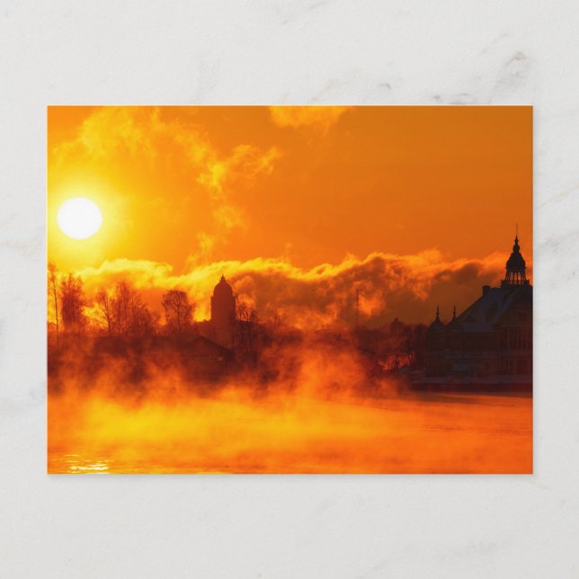 Flaming morning sunrise in Helsinki, postcard (Front)