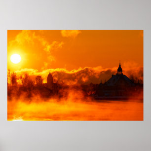 Flaming morning sunrise in Helsinki poster