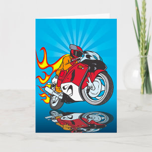 Flaming Motorcyclist Greeting Cards