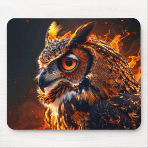 Flaming owl mouse mat