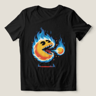 Flaming Pac-Man Retro Gamer T-Shirt | Classic Tri-Blend Shirt