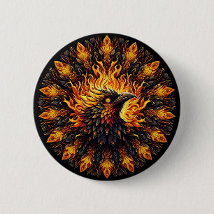 Flaming Phoenix Circular Graphic 6 Cm Round Badge