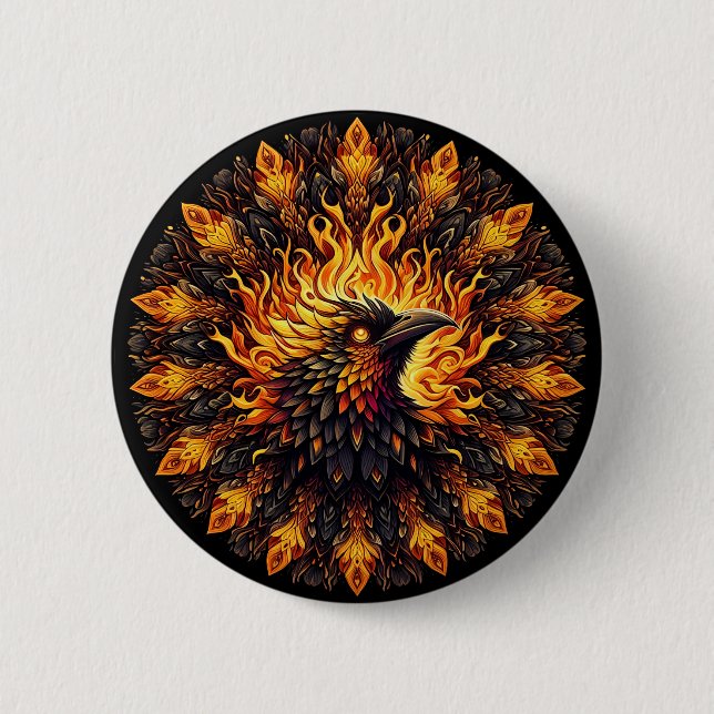 Flaming Phoenix Circular Graphic 6 Cm Round Badge (Front)