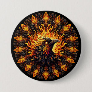 Flaming Phoenix Circular Graphic 7.5 Cm Round Badge