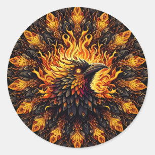 Flaming Phoenix Circular Graphic Classic Round Sticker
