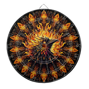 Flaming Phoenix Circular Graphic Dartboard