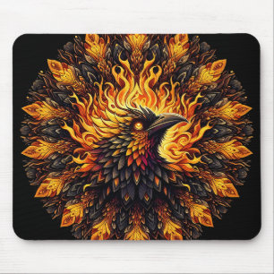 Flaming Phoenix Circular Graphic Mouse Mat