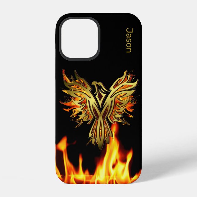 Flaming Phoenix on Black Case-Mate  iPhone Case (Back)