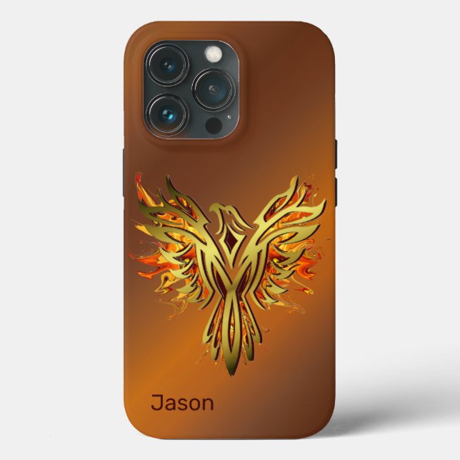 Flaming Phoenix on Bronze Case-Mate iPhone Case (Back)