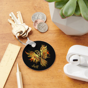 Flaming Phoenix Personalised  Key Ring