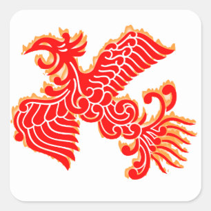 Flaming Phoenix Square Sticker