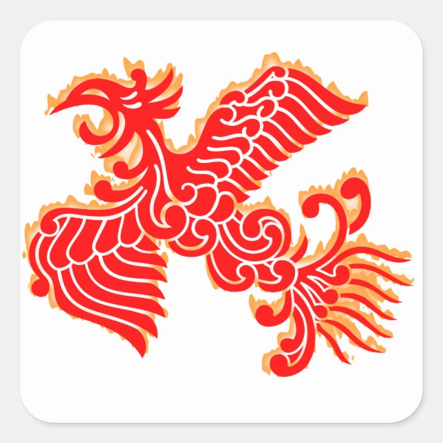 Flaming Phoenix Square Sticker (Front)
