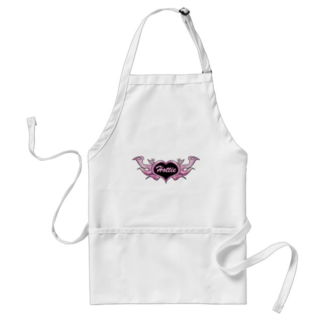 Flaming Pink Hottie Heart Standard Apron (Front)
