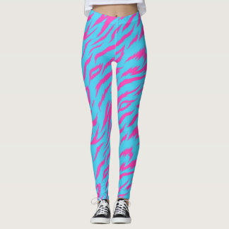Flaming Pink Leggings with Light Blue Background