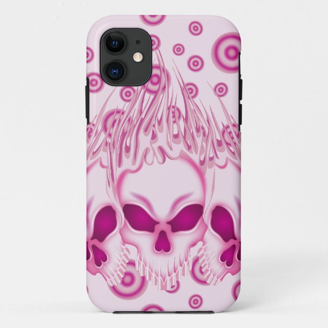 Flaming Pink Skulls Case-Mate iPhone Case (Back)