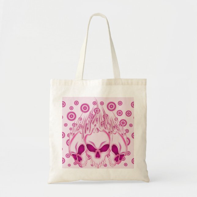 Flaming Pink Skulls Tote Bag (Front)