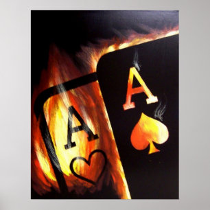 Flaming Pocket Aces Poker painting by Teo Alfonso Poster