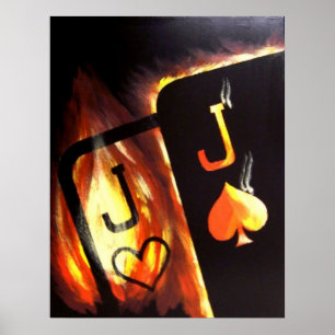 Flaming Pocket Jacks Poker Poster by Teo Alfonso