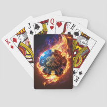 Flaming Poker Chip Playing Cards