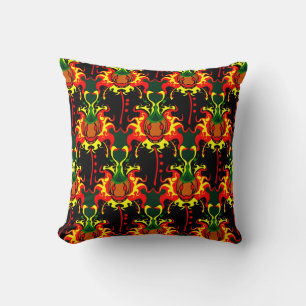 Flaming Pumpkin Head Box Interlocking Pattern Cushion