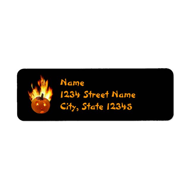 Flaming Pumpkin Return Address Labels (Front)