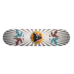Flaming Pyramid Eye Skateboard
