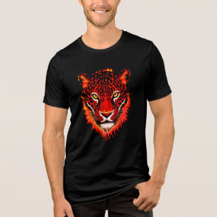 Flaming Red Leopard Head Tri-Blend Shirt