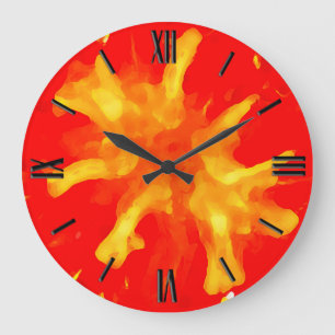 Flaming red pop art tomato large clock