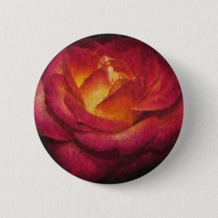 Flaming Rose Oil Painting 6 Cm Round Badge