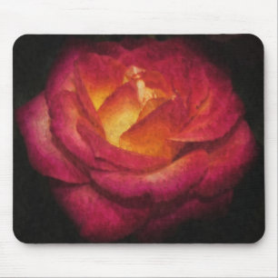 Flaming Rose Oil Painting Mouse Mat