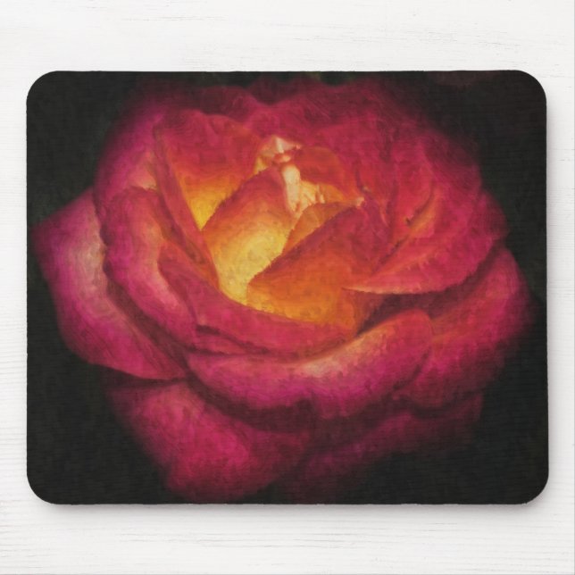 Flaming Rose Oil Painting Mouse Mat (Front)