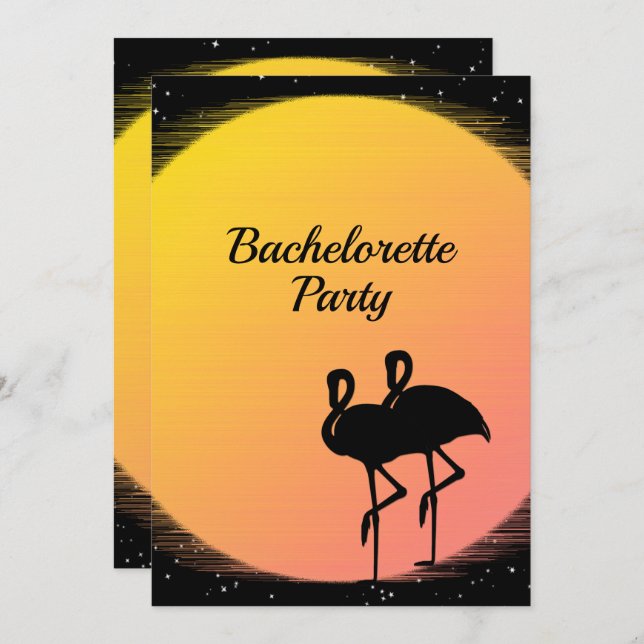 Flaming Setting Sun Evening Wedding Invitation (Front/Back)