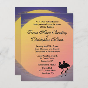 Flaming Setting Sun Evening Wedding Invitation