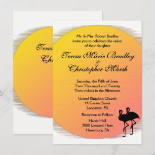 Flaming Setting Sun Evening Wedding Invitation