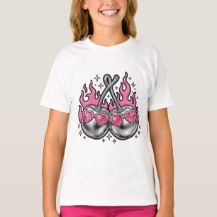 Flaming Silver Cherries - Chrome Cherry On Fire Y2 T-Shirt