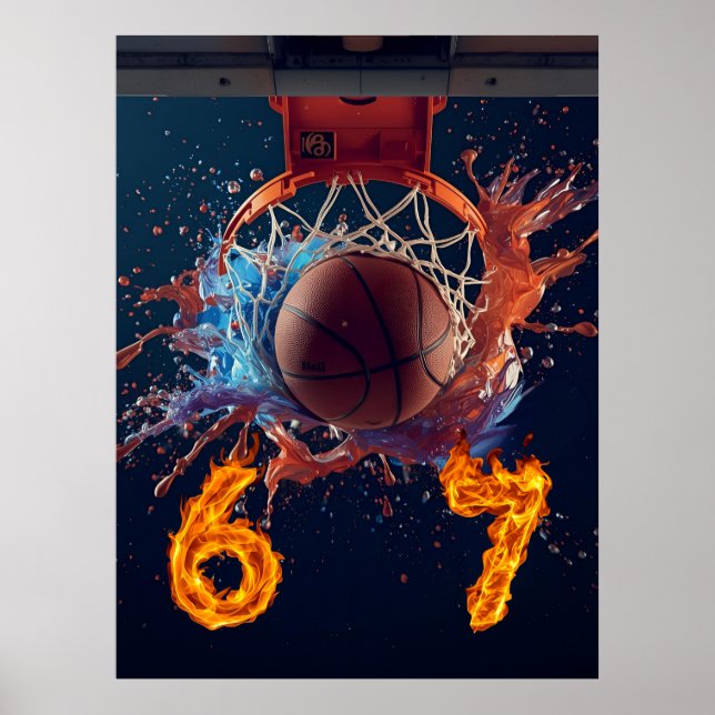 Flaming Six Seven Basketball Scoring Thru Hoop Poster (Front)