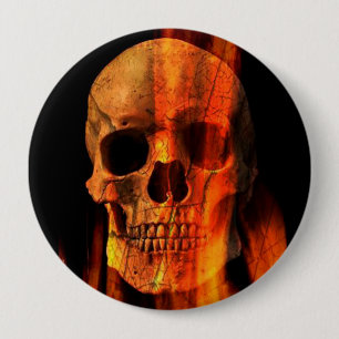 Flaming Skull 10 Cm Round Badge