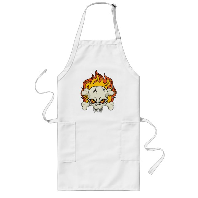Flaming Skull and Crossbones Long Apron (Front)