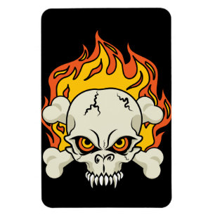 Flaming Skull and Crossbones Magnet