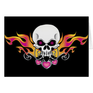 Flaming Skull and Hearts