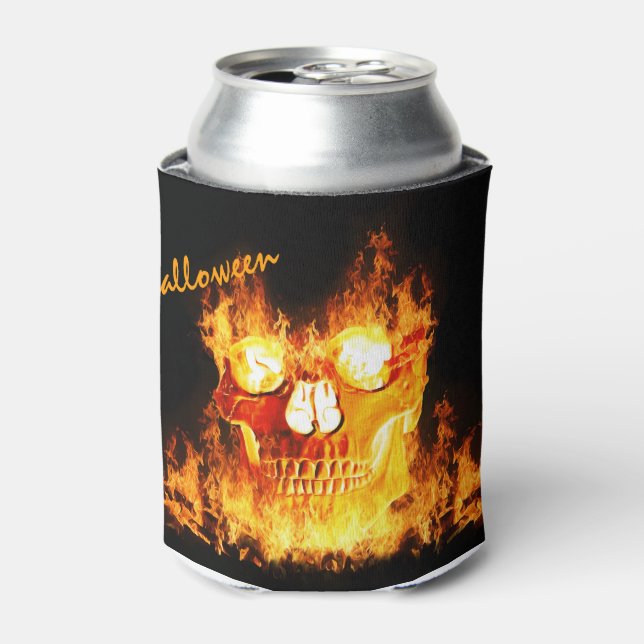 Flaming Skull Can Cooler (Can Front)