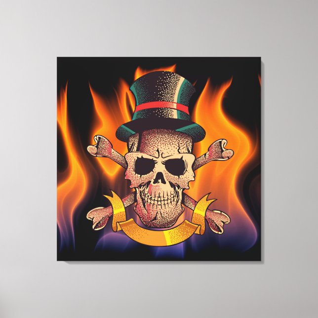 Flaming Skull Canvas Print (Front)